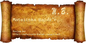 Mateicska Balár névjegykártya